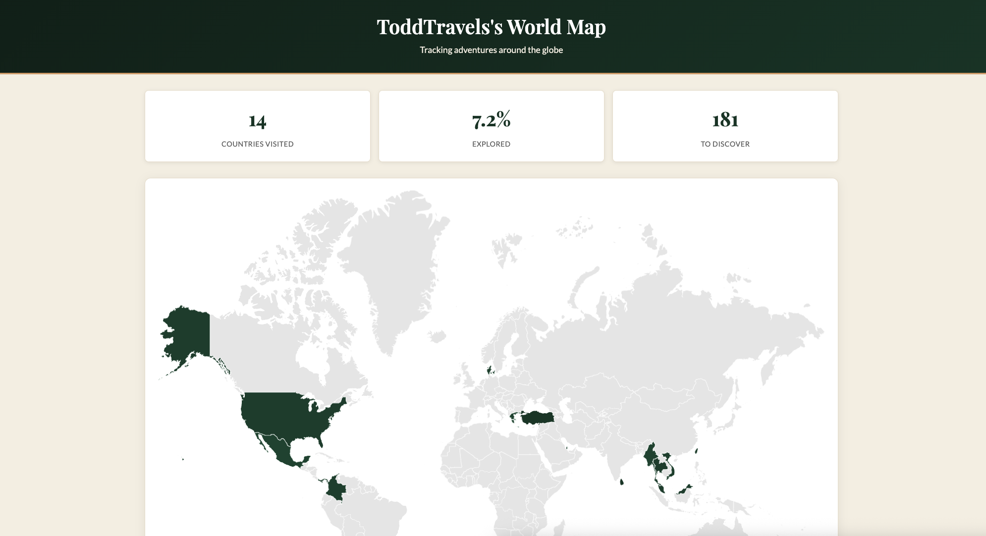 Free World Visited Tracker - track countries and states you've explored